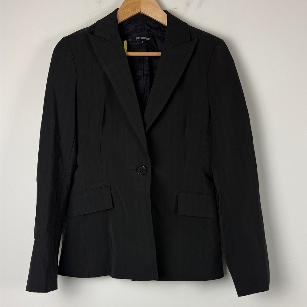 Holt renfrew black pinstripe blazer size 6